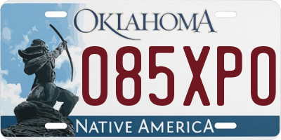 OK license plate 085XPO