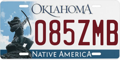 OK license plate 085ZMB