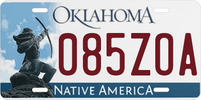 OK license plate 085ZOA