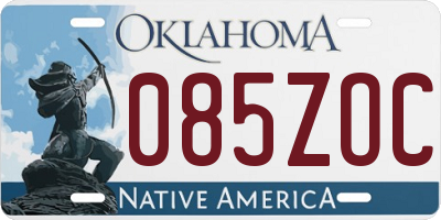 OK license plate 085ZOC
