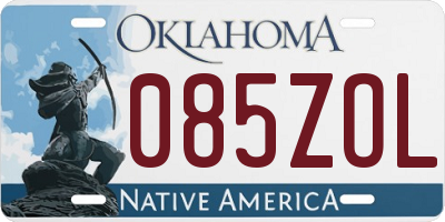 OK license plate 085ZOL