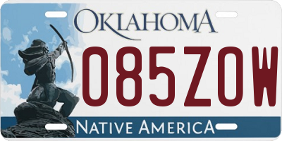 OK license plate 085ZOW