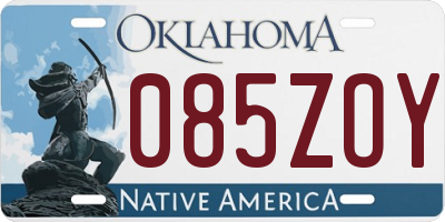 OK license plate 085ZOY