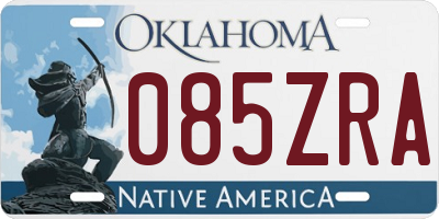OK license plate 085ZRA
