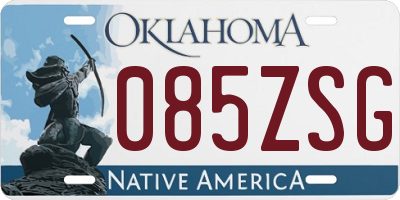 OK license plate 085ZSG