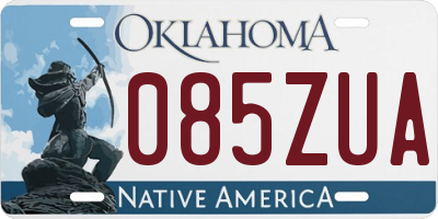 OK license plate 085ZUA
