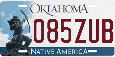 OK license plate 085ZUB