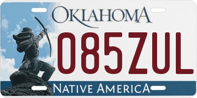 OK license plate 085ZUL