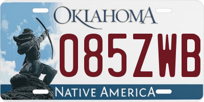 OK license plate 085ZWB