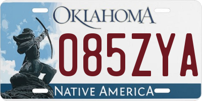OK license plate 085ZYA