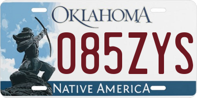 OK license plate 085ZYS