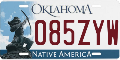 OK license plate 085ZYW