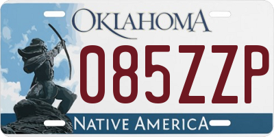 OK license plate 085ZZP