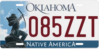 OK license plate 085ZZT