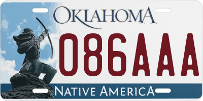 OK license plate 086AAA
