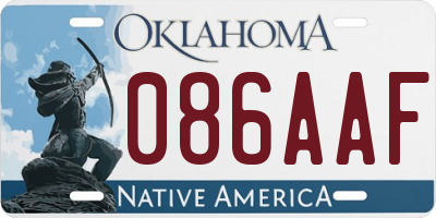 OK license plate 086AAF