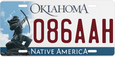 OK license plate 086AAH