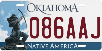 OK license plate 086AAJ