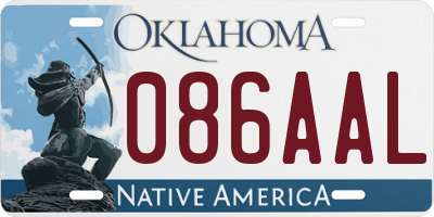 OK license plate 086AAL