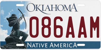 OK license plate 086AAM