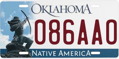 OK license plate 086AAO