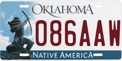 OK license plate 086AAW