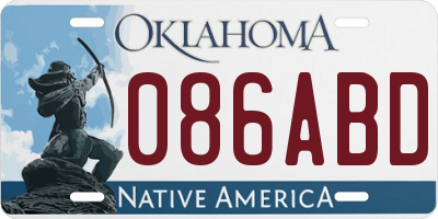 OK license plate 086ABD