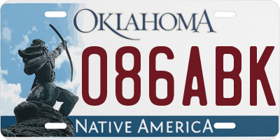OK license plate 086ABK