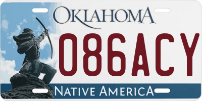 OK license plate 086ACY