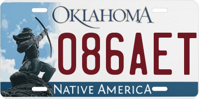 OK license plate 086AET