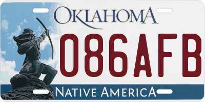 OK license plate 086AFB