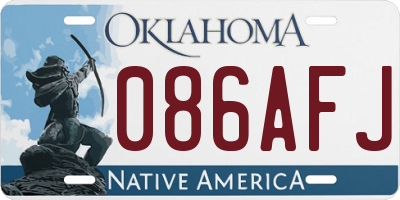 OK license plate 086AFJ