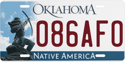 OK license plate 086AFO