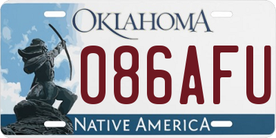 OK license plate 086AFU