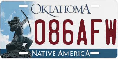 OK license plate 086AFW