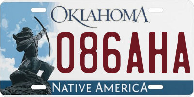OK license plate 086AHA