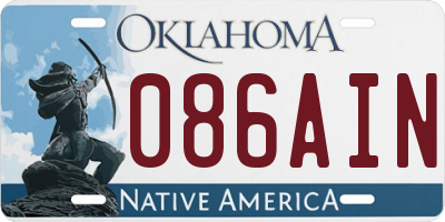 OK license plate 086AIN
