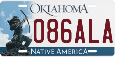 OK license plate 086ALA