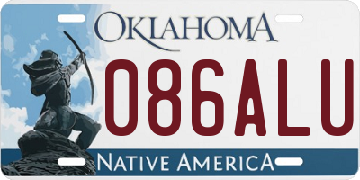 OK license plate 086ALU