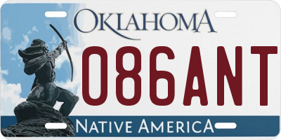 OK license plate 086ANT