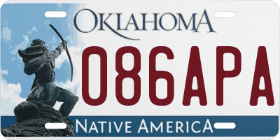 OK license plate 086APA
