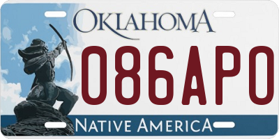 OK license plate 086APO
