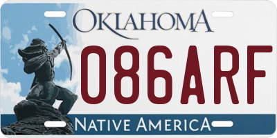 OK license plate 086ARF