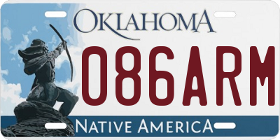 OK license plate 086ARM