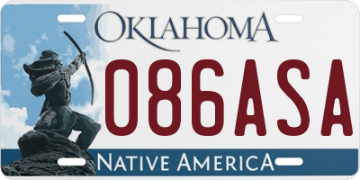 OK license plate 086ASA