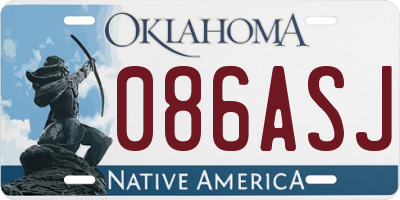 OK license plate 086ASJ