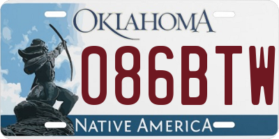 OK license plate 086BTW