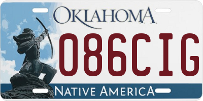 OK license plate 086CIG