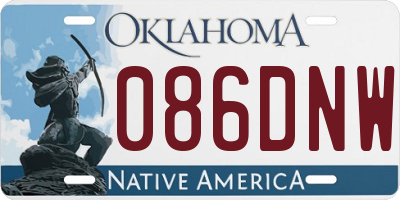 OK license plate 086DNW