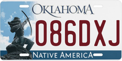 OK license plate 086DXJ